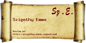 Szigethy Emma névjegykártya